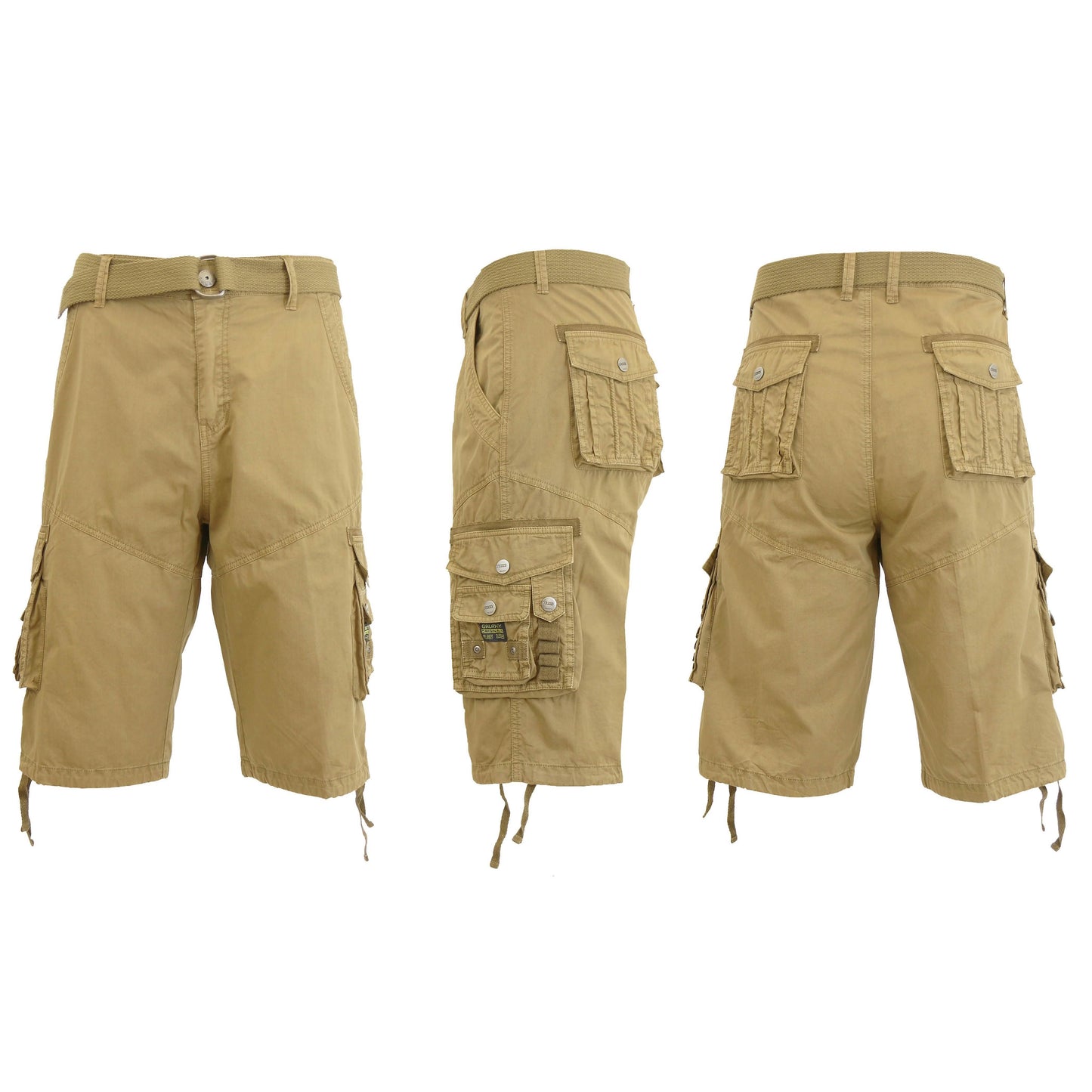 Men's Distressed Vintage Belted Cargo Utility Shorts