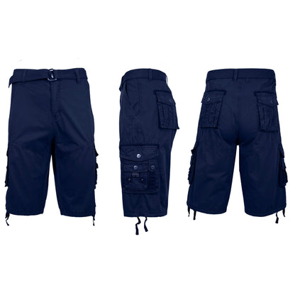 Men's Distressed Vintage Belted Cargo Utility Shorts