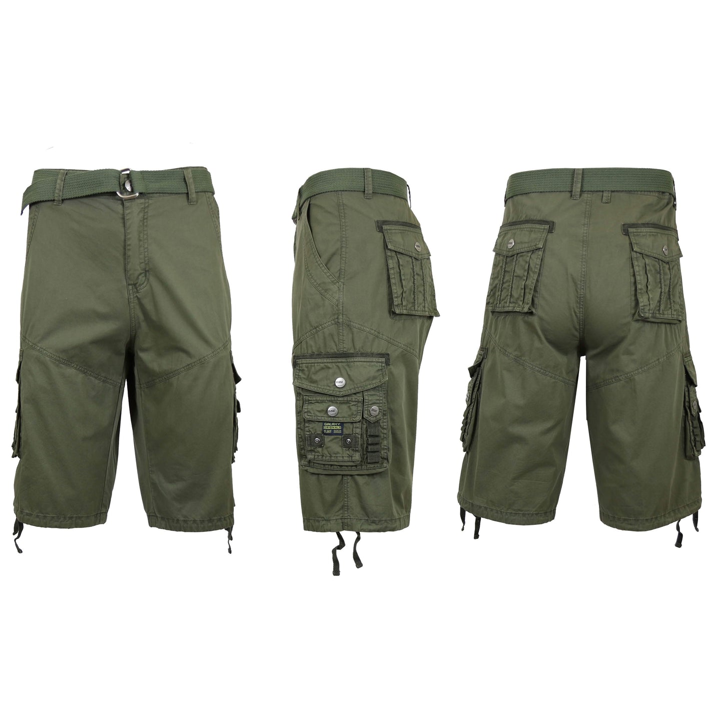 Men's Distressed Vintage Belted Cargo Utility Shorts