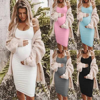 Sleeveless Round Neck Maternity Dress